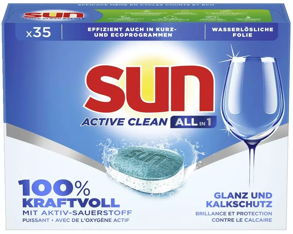 SUN Maschinenspülmittel All-in-1 Active Clean 35 Tabs