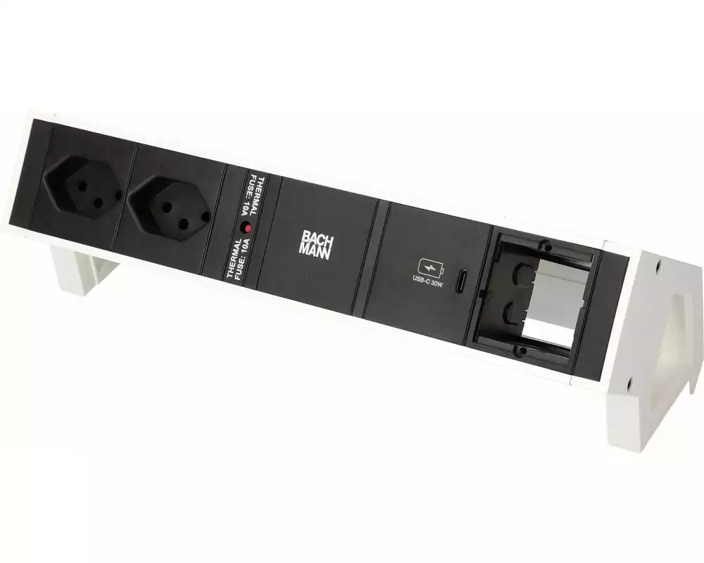 Bachmann Tischsteckdosenleiste DESK 2, 2x T13, 1x USB C, 1x Custom