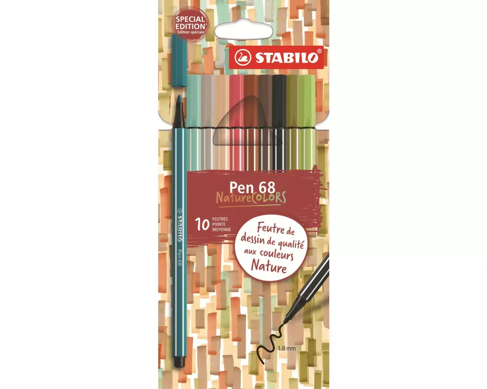 STABILO Fineliner Pen 68 NatureColors 10er, Mehrfarbig