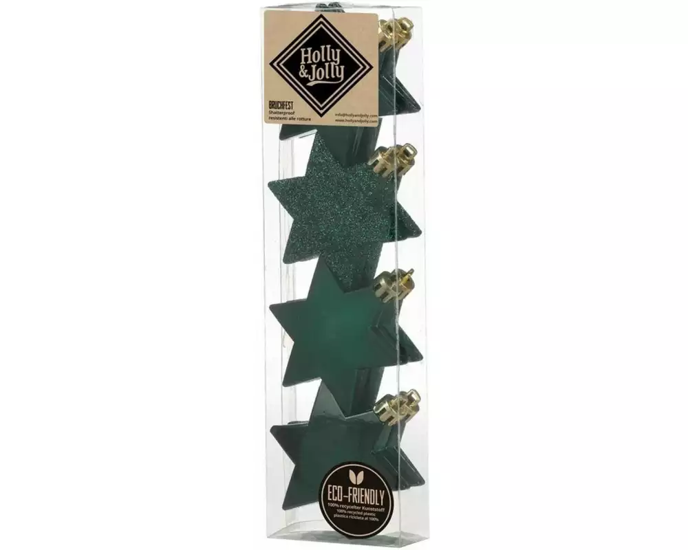 Holly & Jolly Weihnachtskugel Sterne Noble Green 6 cm, 8 Stück