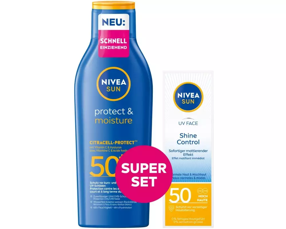 NIVEA SUN Sonnencreme Mixpack Lotion and UV Face Shin 250 ml