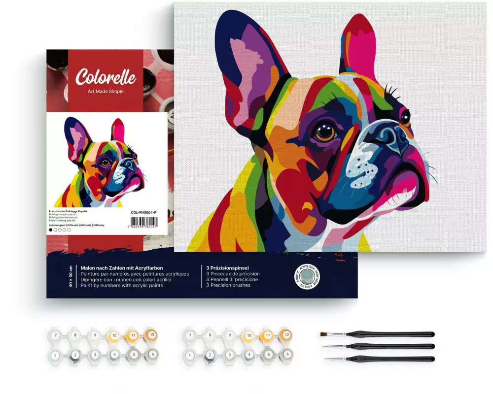 Colorelle Malen nach Zahlen Französische Bulldogge Pop Art