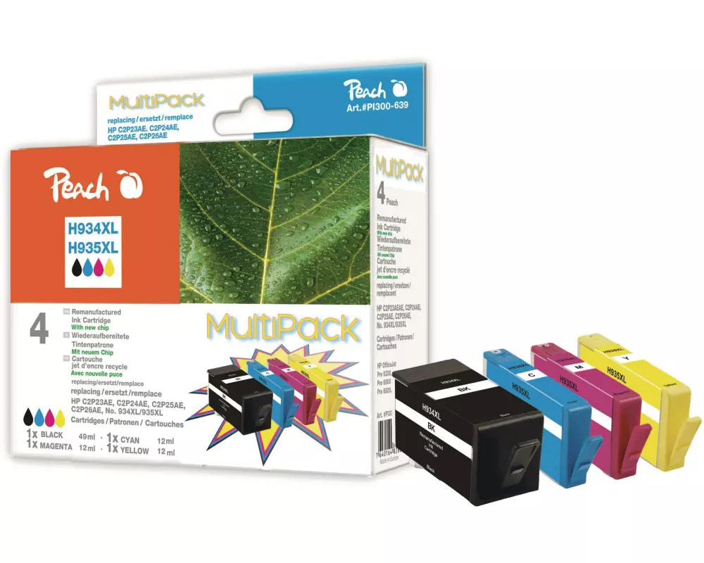 Peach Tintenset HP Nr. 934XL / 935XL BK, C, M, Y