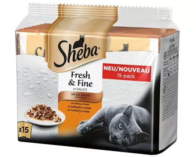 Sheba Nassfutter Fresh & Fine in Sauce Geflügel, 15 x 50 g