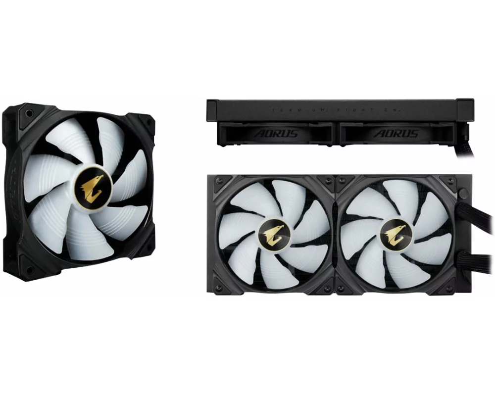 Gigabyte AORUS WATERFORCE X 280, All-in-one Liquid Cooler with Circular LCD Display, RGB Fusion 2.0, Triple 140mm ARGB