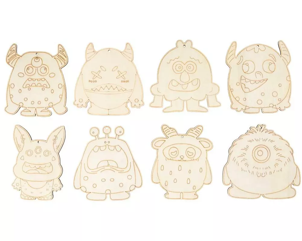 Creativ Company Holzfiguren Monster H 12.4 cm, Dicke 3 mm