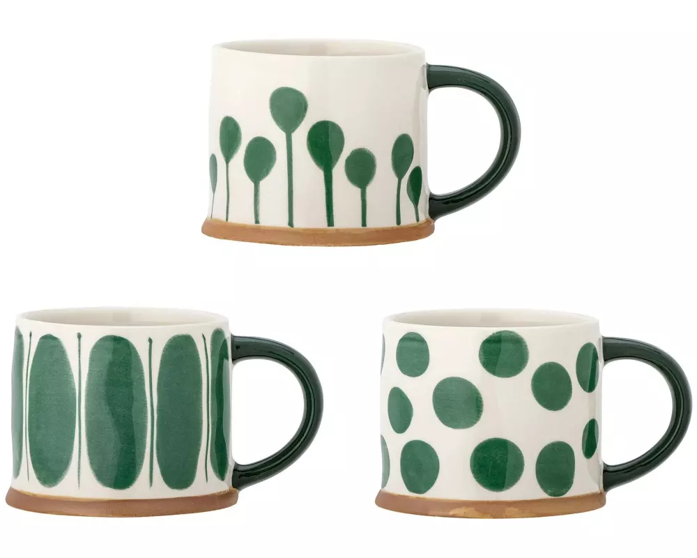 Bloomingville Universaltasse Linora 450 ml, 1 Stück, Grün/Weiss