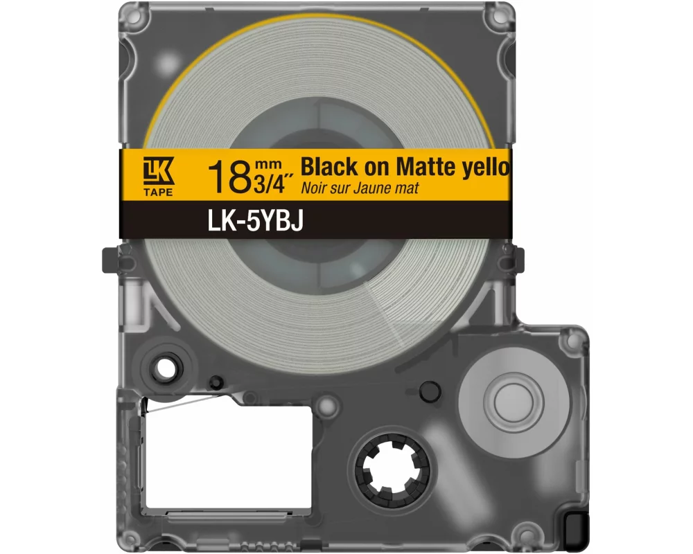 Epson Matte Tape Yellow/Black, 18mm, 8m, LK-5YBJ