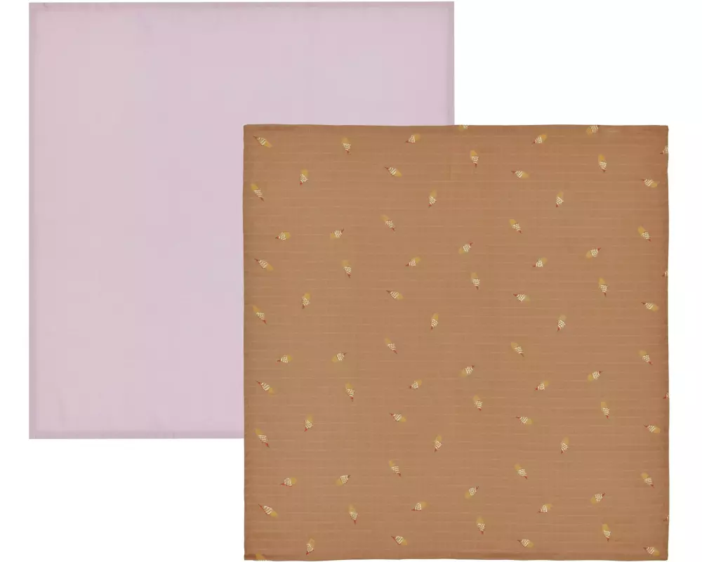 OYOY Mulltuch Yummi Muslin 2 Stück, Choko/Lavendel 70 cm x 70 cm