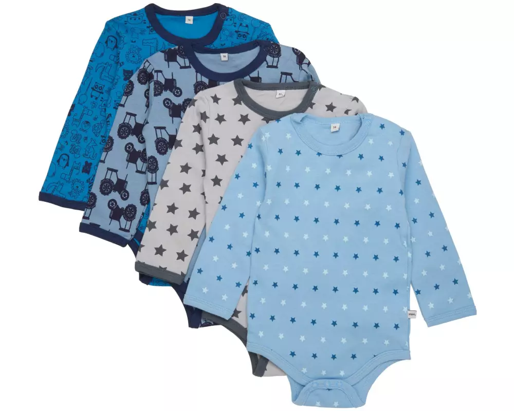 pippi Langarm-Body 4er Set Blue Gr. 86