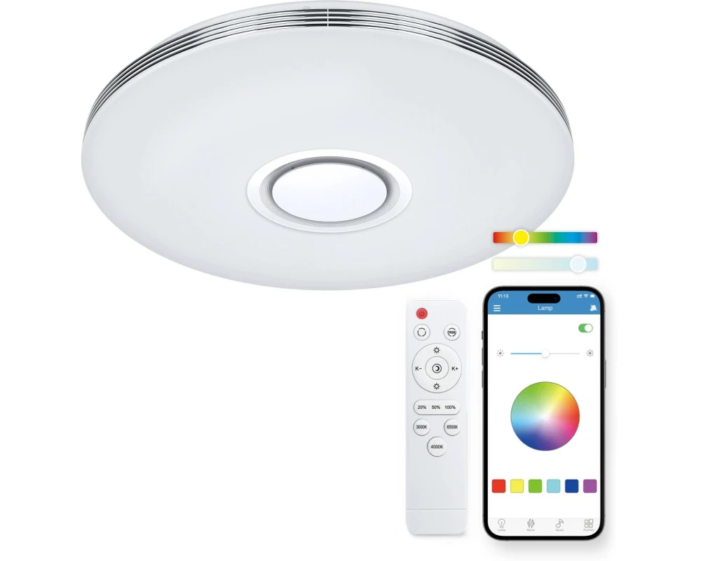 KSiX Intelligente Deckenleuchte Aura RGBIC 90 W Weiss 49 cm