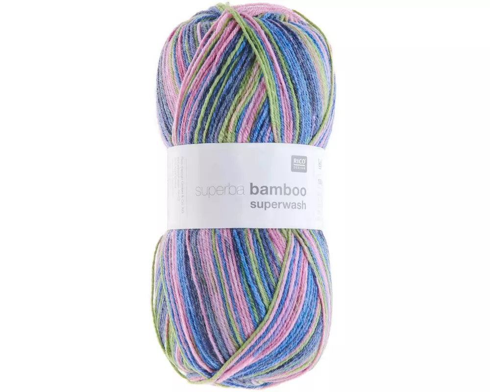 Rico Design Wolle Bamboo für Socken 4-fädig, 100 g, Blau; Grün