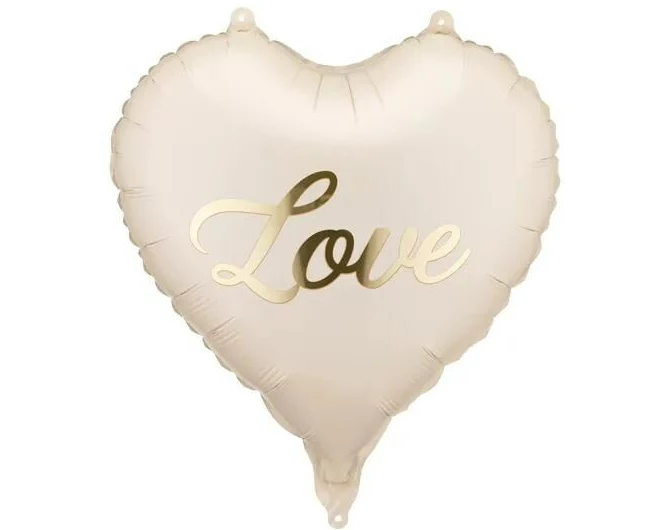 Partydeco PartyDeco Folienballon Herz Love Beige/Gold