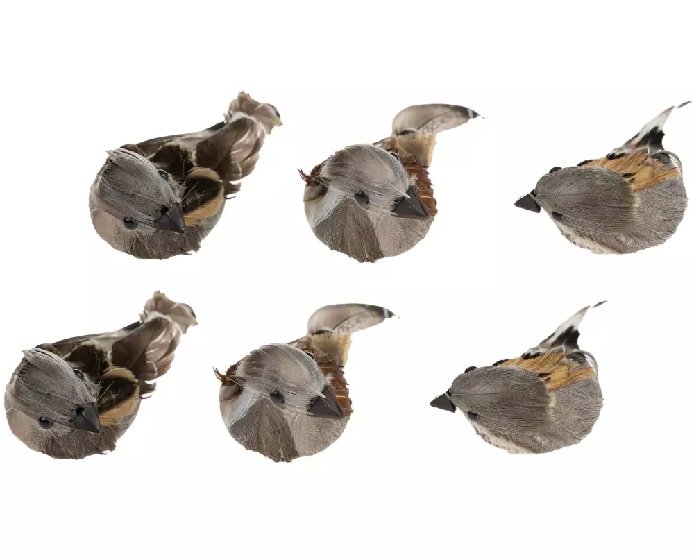 CHALET Aufhänger Federvögel 6 Stück, 24 cm, Mehrfarbig