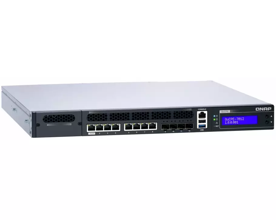 QNAP QuCPE-7012-D2146NT-32G Intel Xeon D-2146NT 8x2.5GbE RJ45 ports and 4x10GbE SFP+ ports 1x network module 1x PCIe Gen3 x8