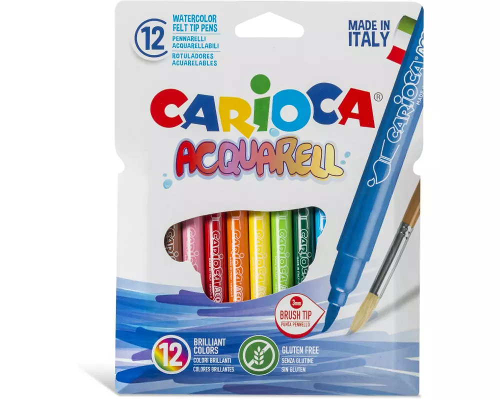 Carioca Fasermaler Acquarell 12 Stück, Mehrfarbig