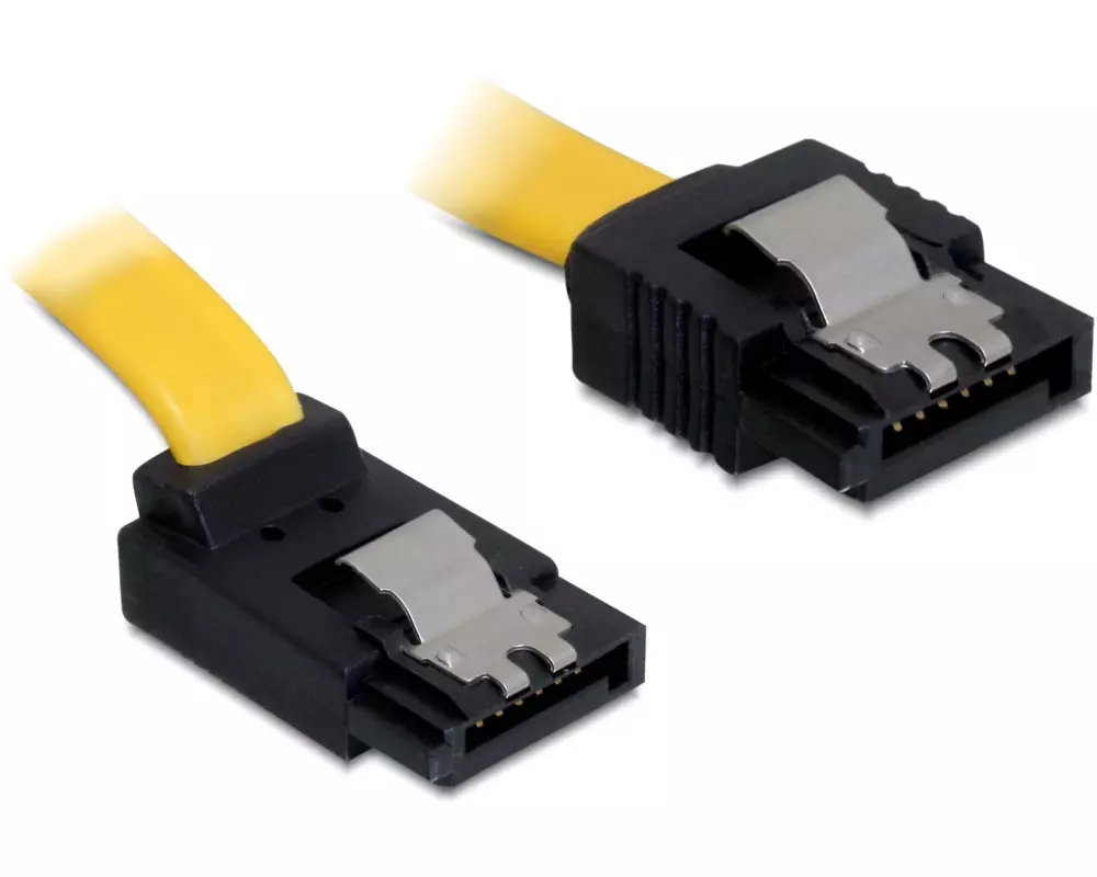 Delock SATA3-Kabel gelb, oben gewinkelt, 70 cm