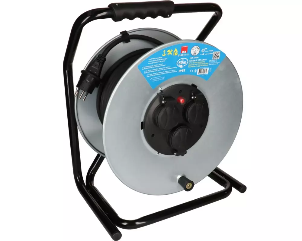 Max Hauri Kabelrolle maxREEL 50 m, 3x T13, IP55, Silber