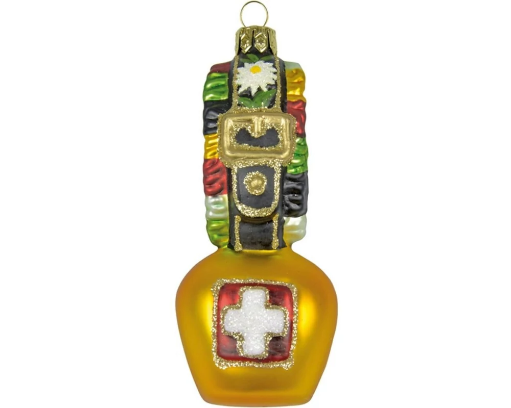 creanorm Weihnachtskugel Glocke mit Schleife und Schweizerkreuz