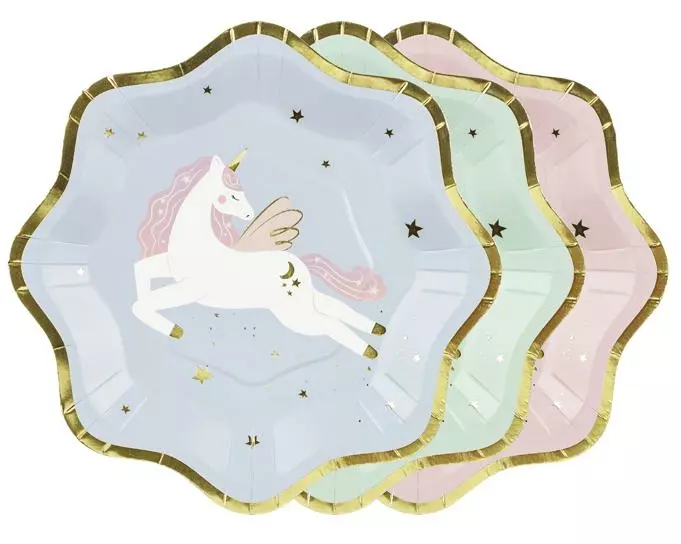 Partydeco Einwegteller Einhorn 18 cm, 6 Stück