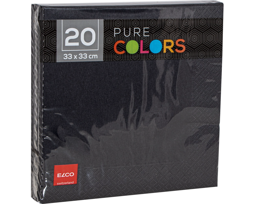 ELCO Serviette Zelltuch 33x33cm PC334020-090 3-lagig, schwarz 20Stk.