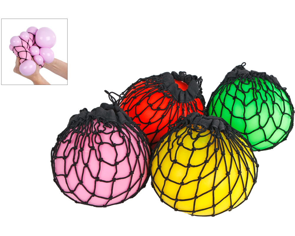 ROOST Riesen Squeezeball 621223 Neon, im Netz, 6 ass. 13cm