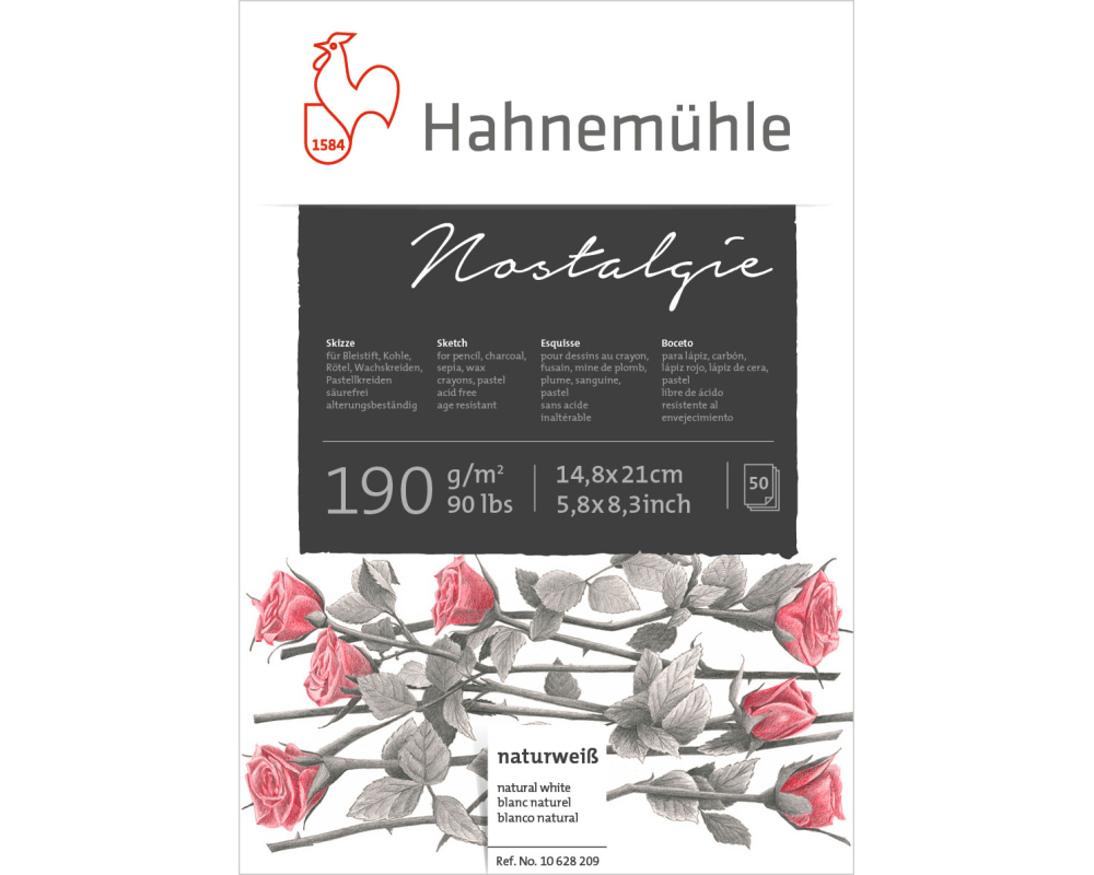 HAHNEMÜHLE Skizzenblock Nostalgie A5 10628209 weiss, 190g 50 Blatt