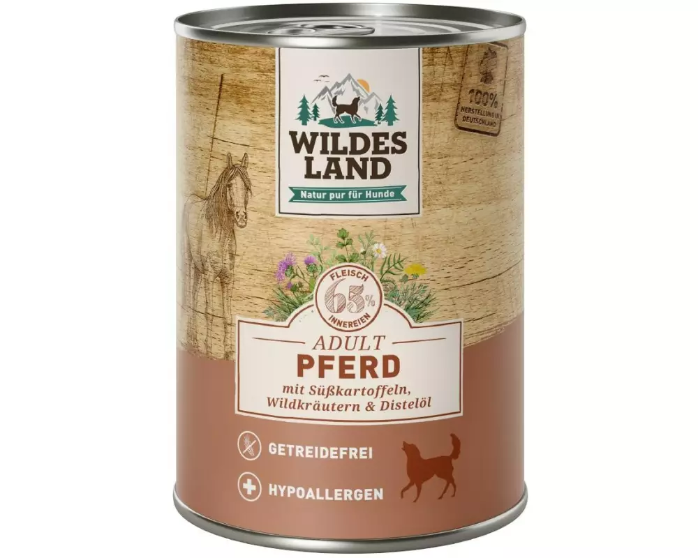 Wildes Land Nassfutter Pferd mit Süsskartoffeln & Wildkräutern 6 x 400 g