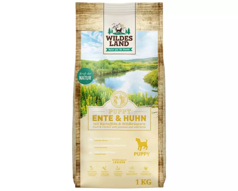 Wildes Land Trockenfutter Puppy Ente, Huhn & Kartoffel, 1 kg