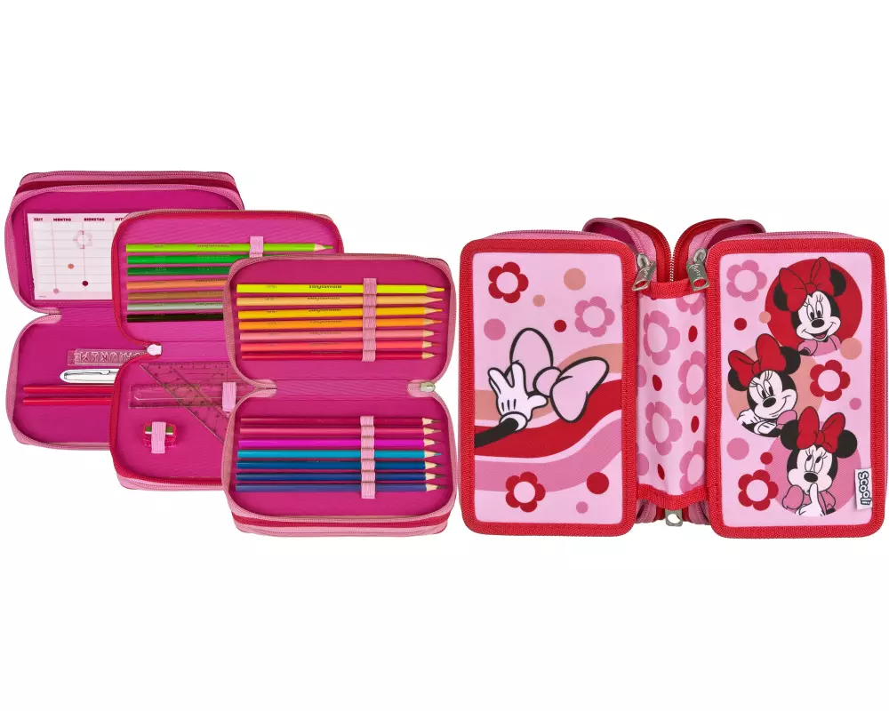 Scooli Necessaire Tripledecker Minnie-Mouse gefüllt