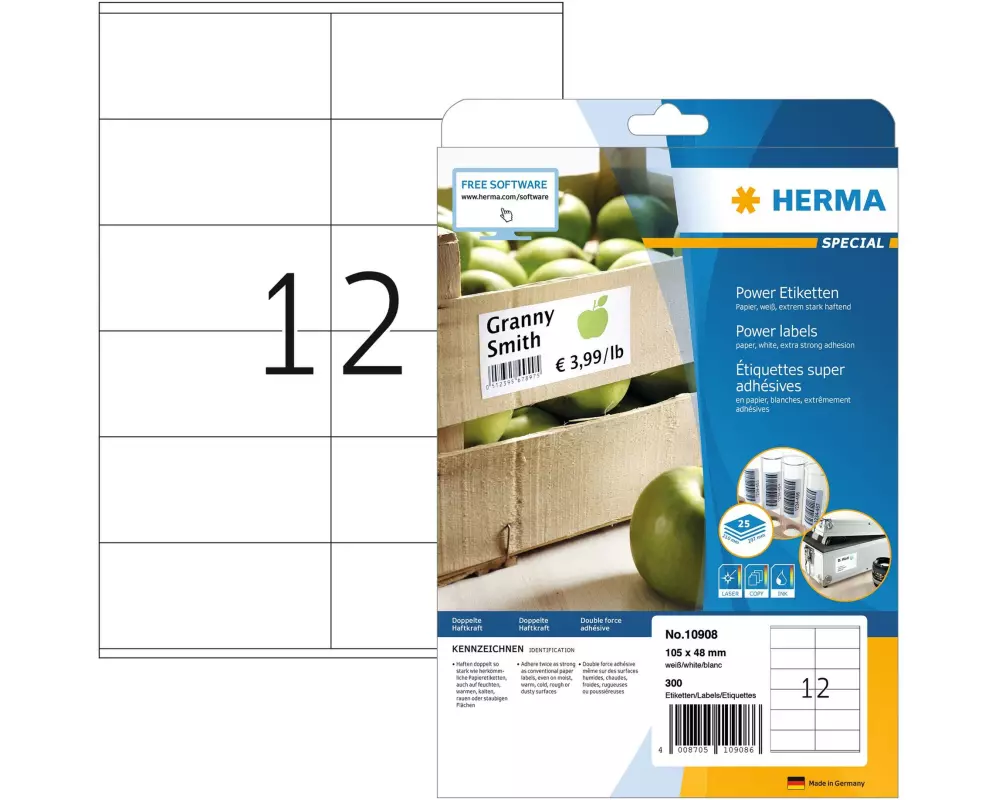 HERMA Universal-Etiketten Power 10908 105 x 48 mm