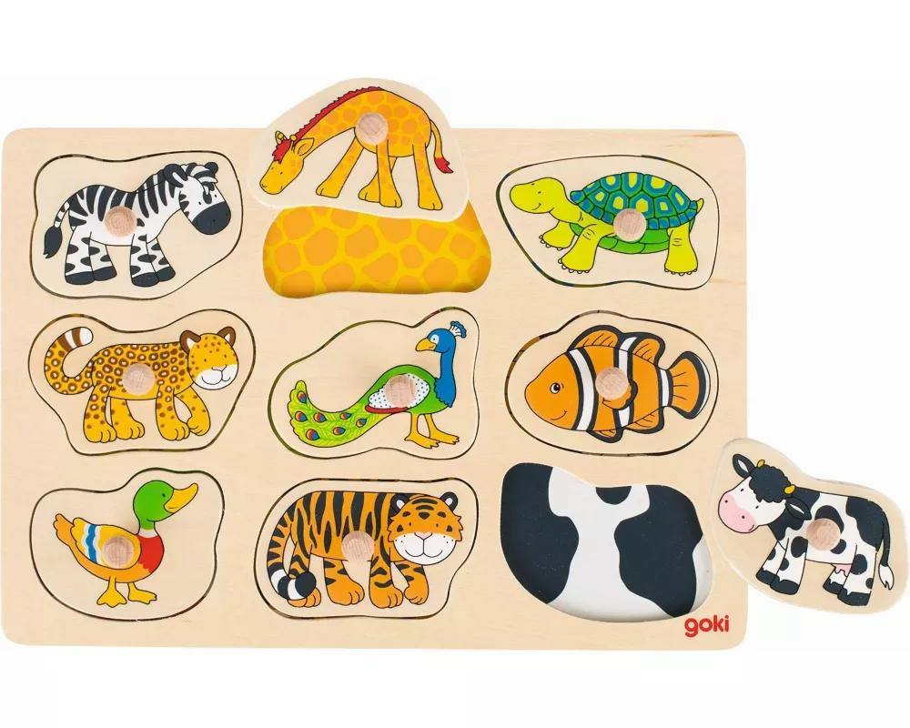 Steckpuzzle mit Hintergrund Was gehört zu wem?