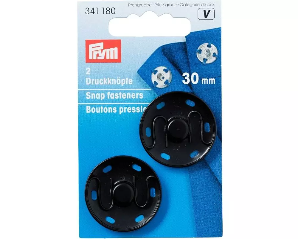 Prym Druckknöpfe Schwarz, 30 mm