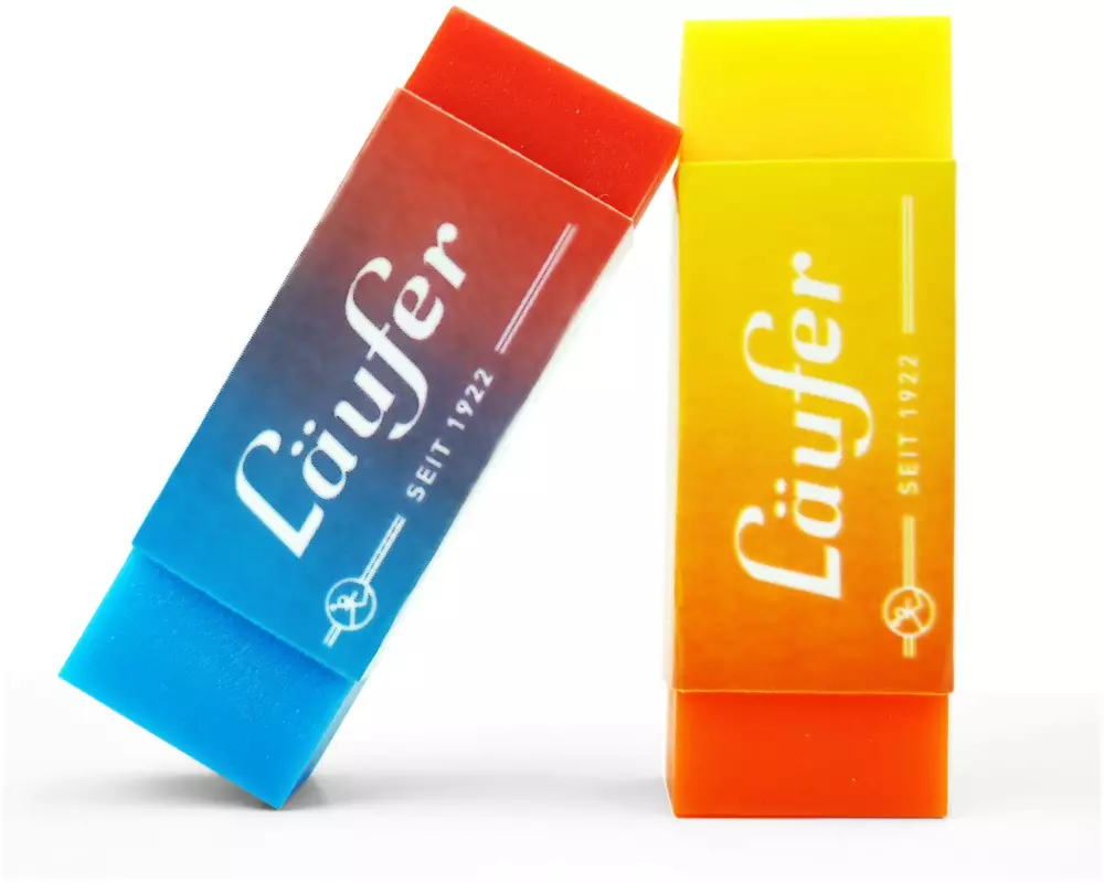 Läufer Radiergummi Plast Color 2 Stück, Blau/Gelb/Rot