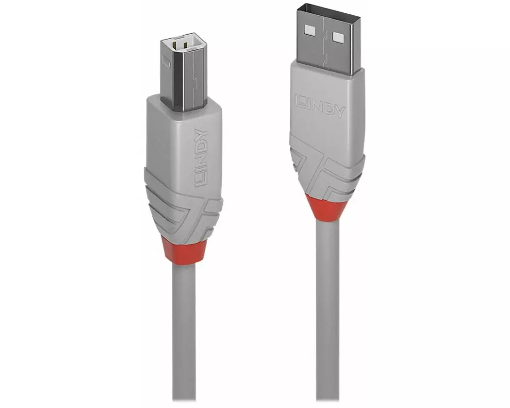 LINDY Anthra Line USB Cable, USB 2.0, USB/A-USB/B M-M, 3m, grey