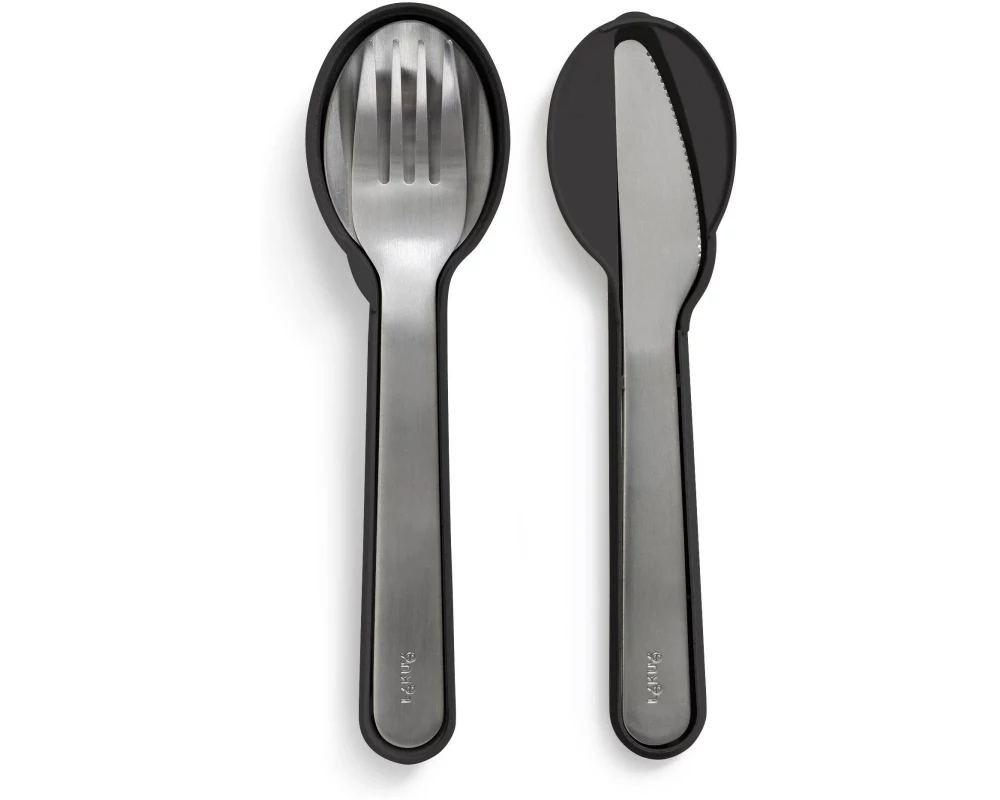 Lékué Besteck-Set to go 3-teilig, Schwarz