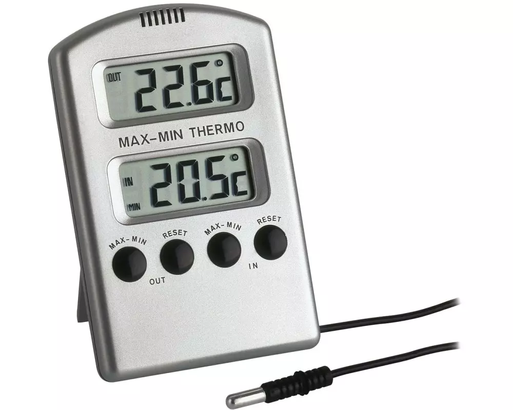 TFA Dostmann Thermometer Digital, Silber / Metallic