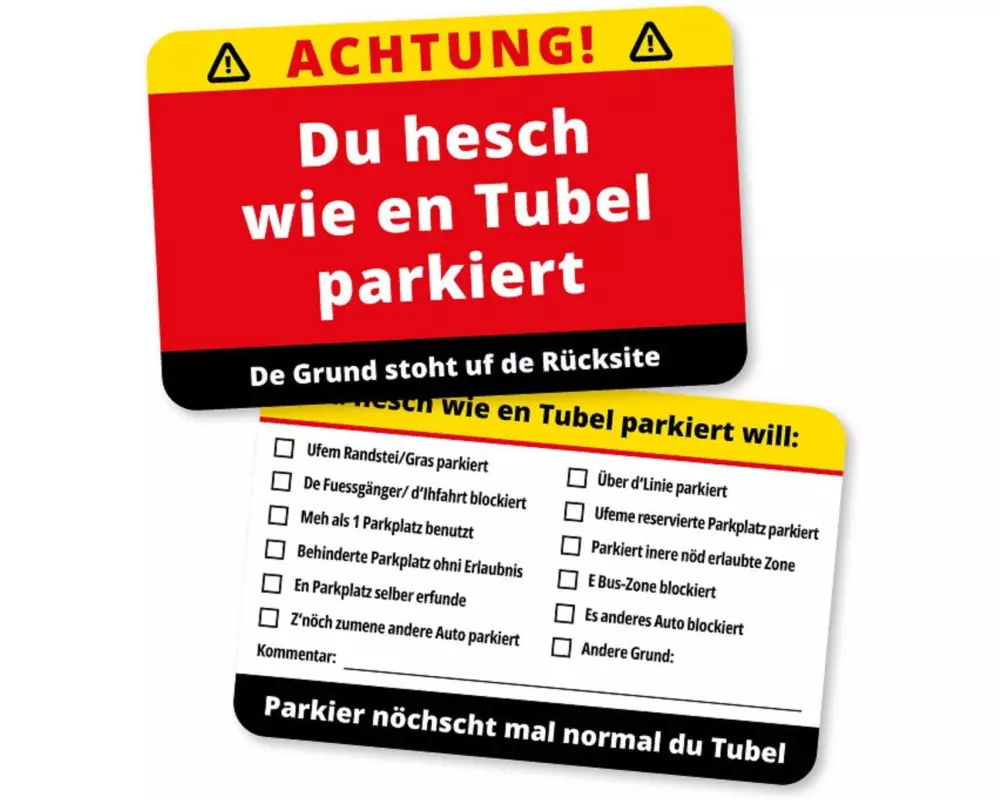 Swissmeme Scherzartikel Parkkarten Tubel, 10 Stück