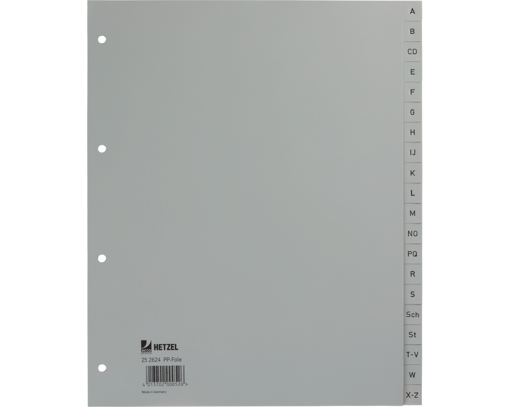 HETZEL Register PP A4+ 25262481 grau A-Z 20-teilig