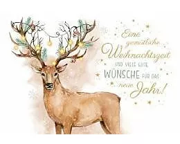 Doppelkarte. Green Karma X-MAS - Festlicher Hirsch