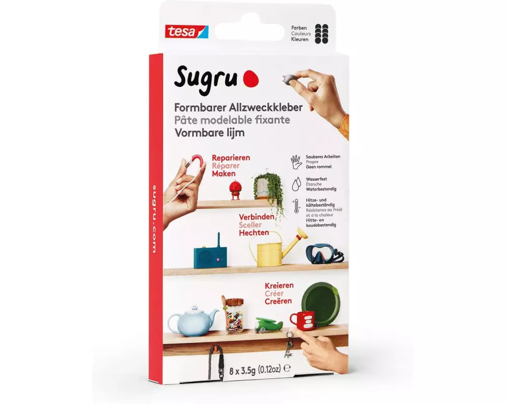 Sugru by Tesa Formbarer Allzweckkleber 8 x 3,5 g, Schwarz