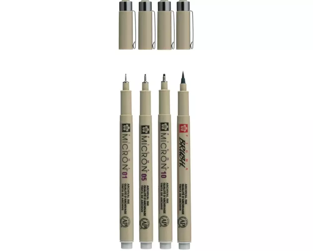 Sakura Fineliner Pigma Micron Hellkaltgrau, 4-teilig