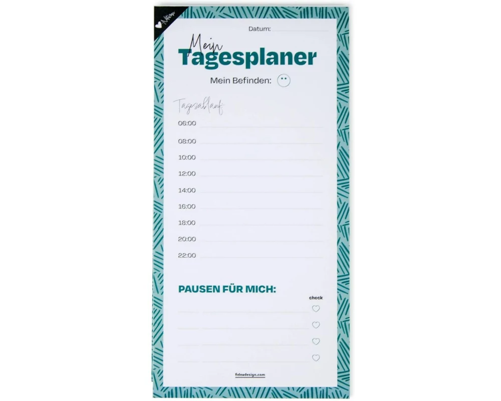 Fidea Design Notizblock Tagesplaner 10.5 x 21 cm