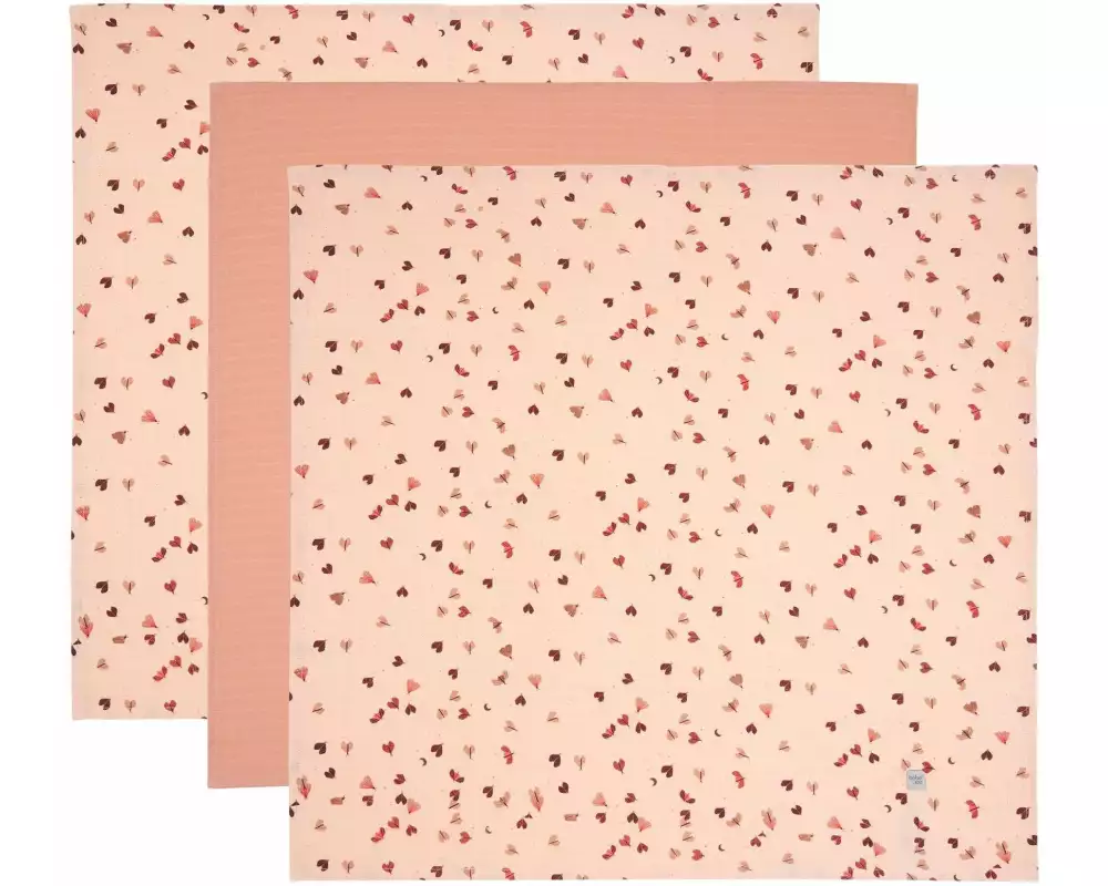 ZEWI bébé-jou Mulltuch Sweet Butterfly 3er Set 70 x 70 cm