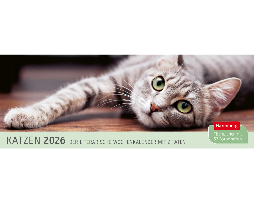 HARENBERG Pultkalender 2026 3310235+26 Katzen 29.9x11.1cm