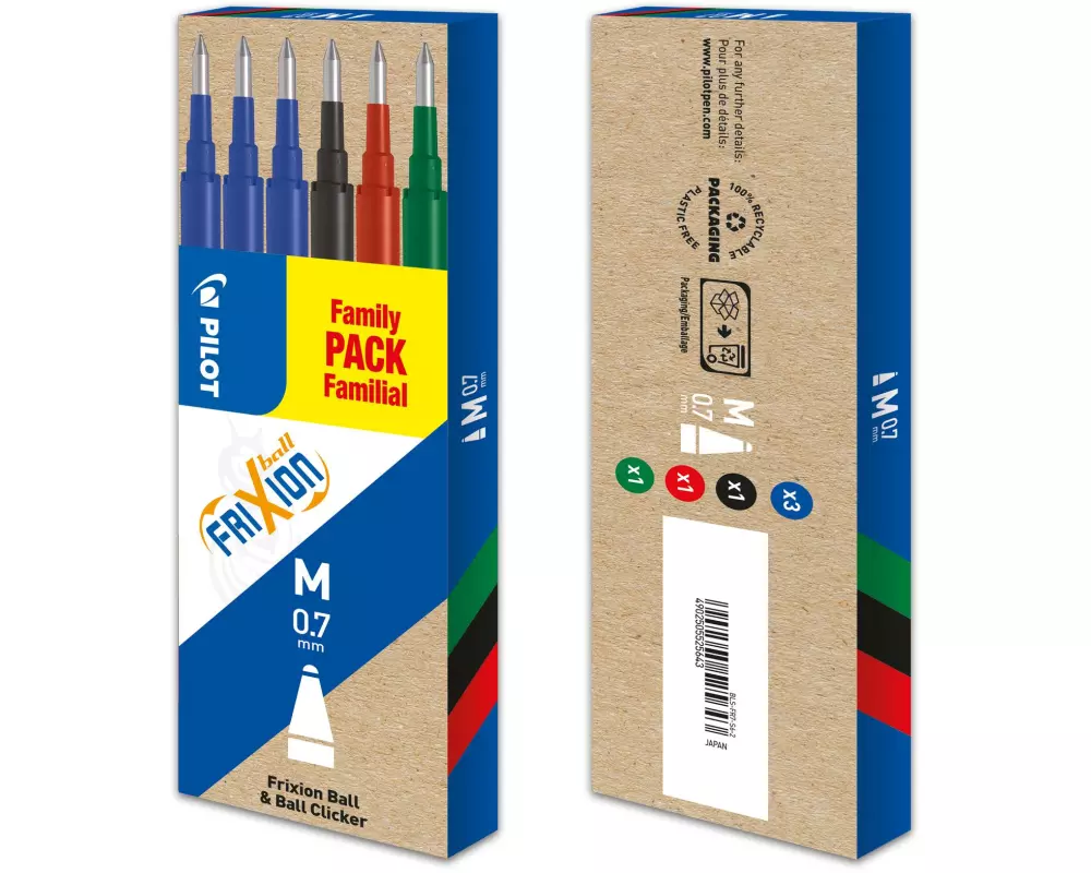 Pilot Patrone FriXion Refill 6 Stück 0.7 mm, Mehrfarbig