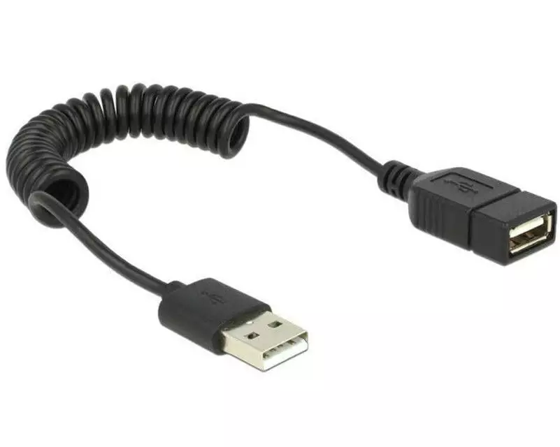 Delock USB 2.0-Spiralkabel USB-A - USB-A 0.6 m