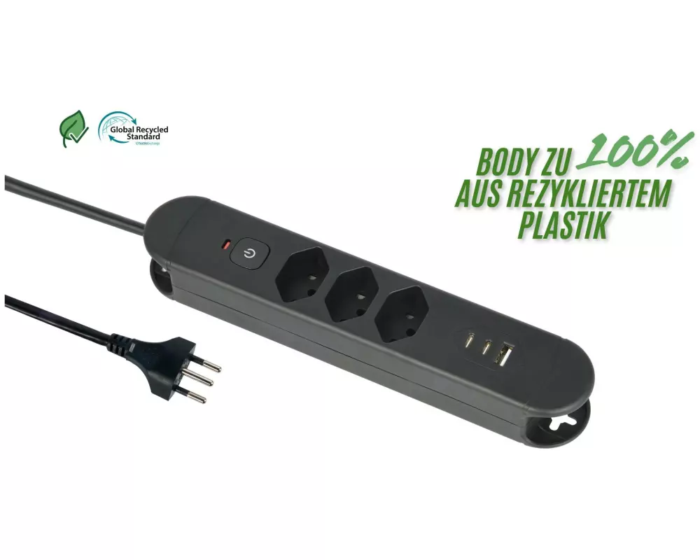 Schönenberger Steckdosenleiste Re:Life USB 3x T13. 2x USB-C + 1x USB-A