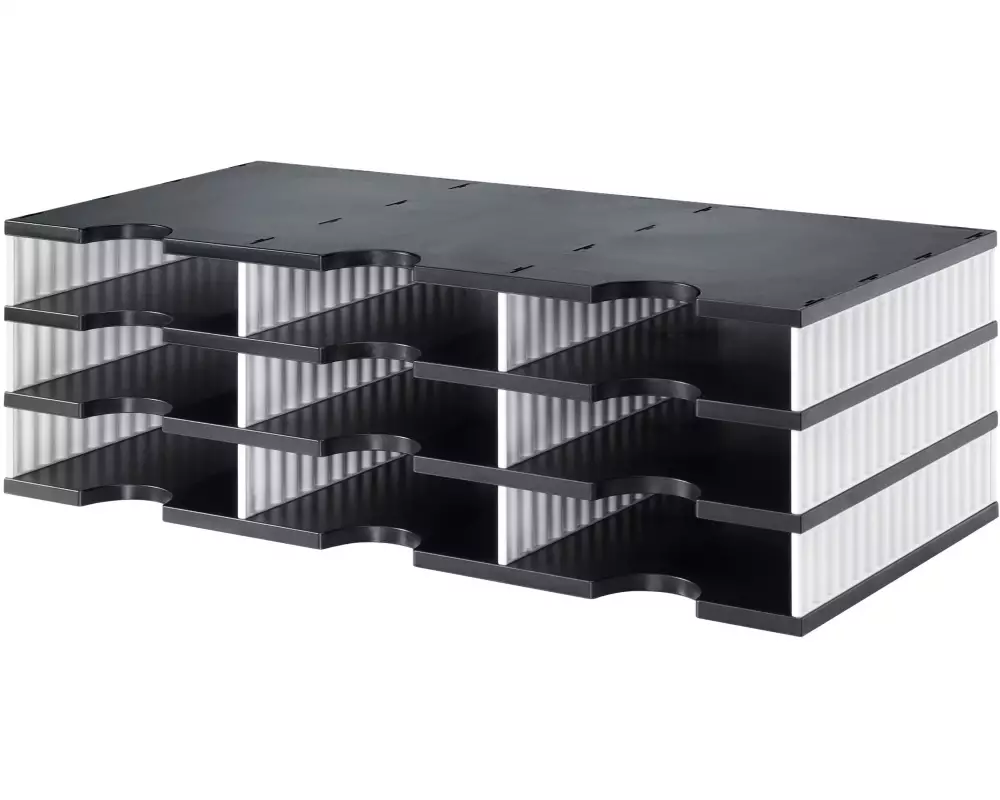 Styro Dokumentenablage styrodoc trio Standard, Schwarz, 9 Fächer