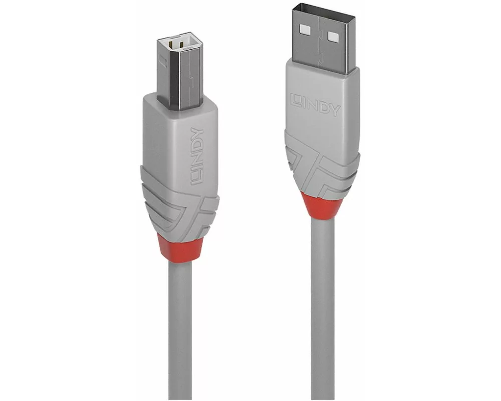 LINDY Anthra Line USB Cable, USB 2.0, USB/A-USB/B M-M, 0.5m, grey
